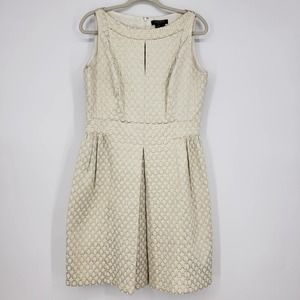 Ralph Lauren Metallic Jacquard Fit & Flare Dress 12 Sleeveless Cocktail Gold